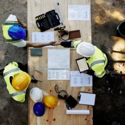 Workers Reviewing the Plan